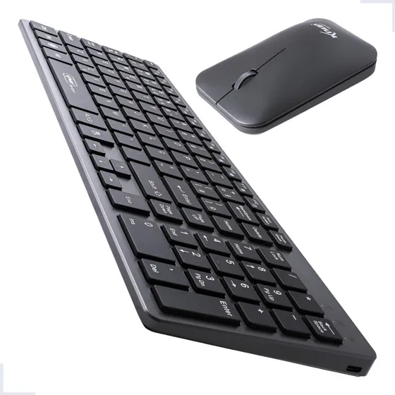 Kit Teclado Mouse Sem Fio Recarregável Usb Abnt2 Pc Mac Note Mouse Preto Teclado Preto
