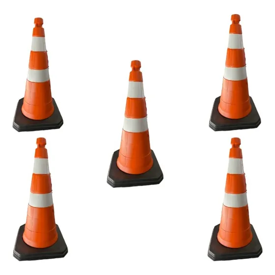 5 Cone Sinalização Base Laranja/branco Faixa Refletiva 75cm