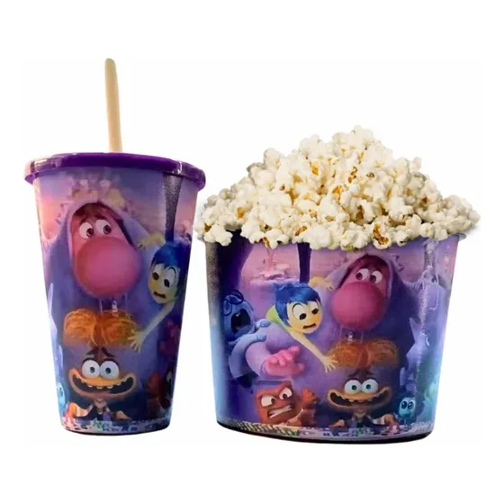 Kit Cinema Balde De Pipoca + Copo C/ Canudo Personalizado