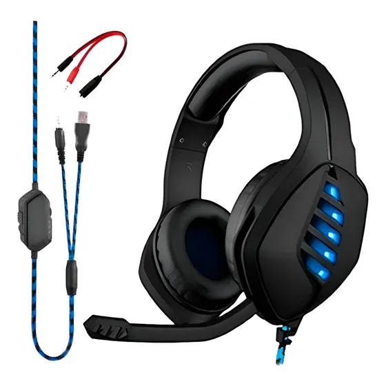 Auricular Gamer West Micrófono Ps4 Pc Xbox Adaptador Luz Led