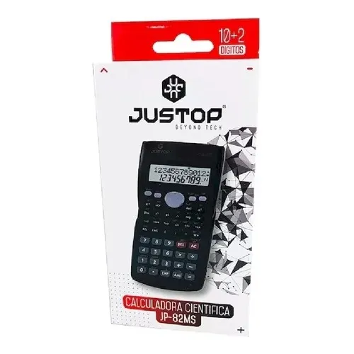 Calculadora Científica Justop 12 Dígitos Tapa Removible 82ms Color Negro