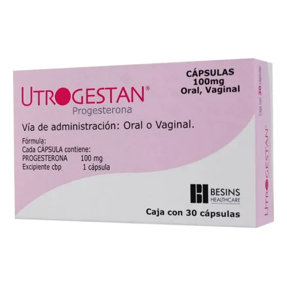 Utrogestan (progesterona) 100 Mg. Caja Con 30 Capsulas .