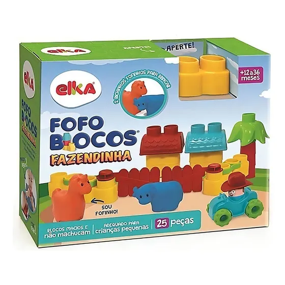 Blocos De Montar Fofo Blocos Fazendinha 1093 - Elka Quantidade de peças 25