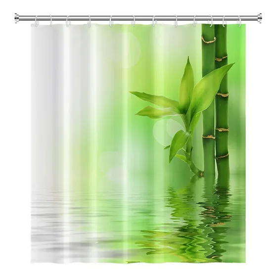 Cortina Ducha Meditacion Tallo Bambu Reflexion Agua X