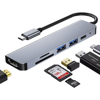 Adaptador Tipo C 6 En 1 Usb Ac Hdmi 4k Ethernet Para Ordenad Adaptador Tipo C 6 En 1 Usb Ac Hdmi 4k Ethernet Para Ordenad
