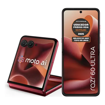 Smartphone Motorola Razr 60 Ultra - 1tb 16gb Ram+16gb Ram Boost Snapdragon 8 Elite Tela Dobrável 7 E Externa 4 Moto Ai 50mp Camera - Vermelho