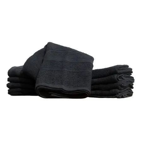 Kit 12 Toalhas De Rosto Salão De Beleza Simples Cor Preto Liso