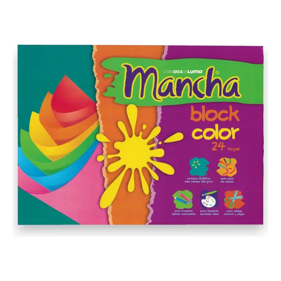 Block De Dibujo A4 Escolar Luma Mancha X24 Hojas De Color Color Multicolor Mancha A4