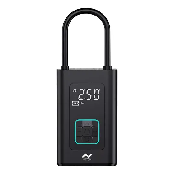 Inflador de auto Inalambrico Portatil Compresor Aire Bateria Cargador de Celular Infla Neumatico Pelotas Bicicletas Motos Recargable Usb Linterna Nictom Ie01 Negro