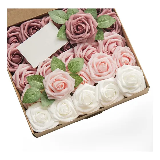 Rosas Artificiales Decorativas Fiestas Espuma Flores 25 Pcs