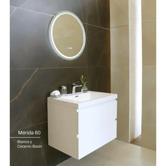 Cas Mueble Baño Merida Blanco Con Lavamanos  61x47