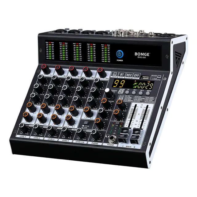 Bomge 06s Mezclador De Audio De 6 Canales  99 Dsp Bluetooth