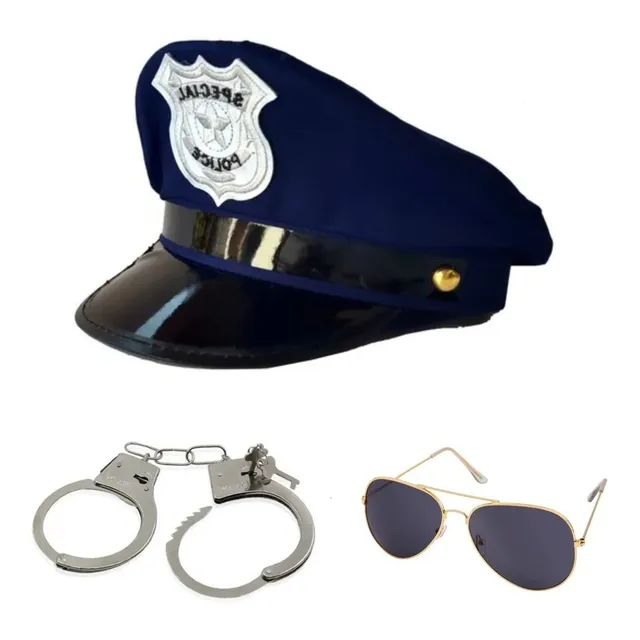 Combo Disfraz Policia Lentes, Gorro, Esposas