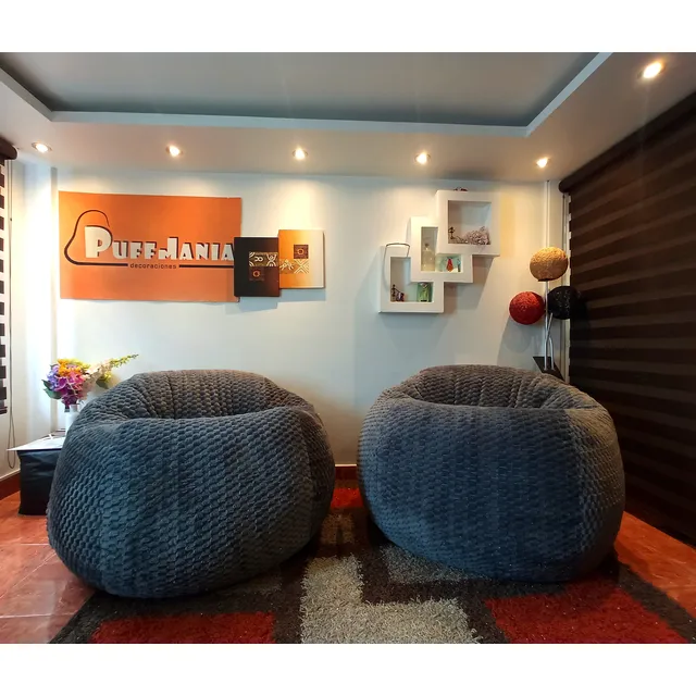 Juego De Sala Puff Sofá Gigante Peluche Afelpado Asientos