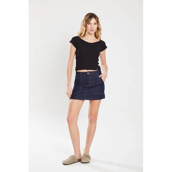 Falda Denim Plaque Blue Estatico Blue Estatico Koxis Mujer