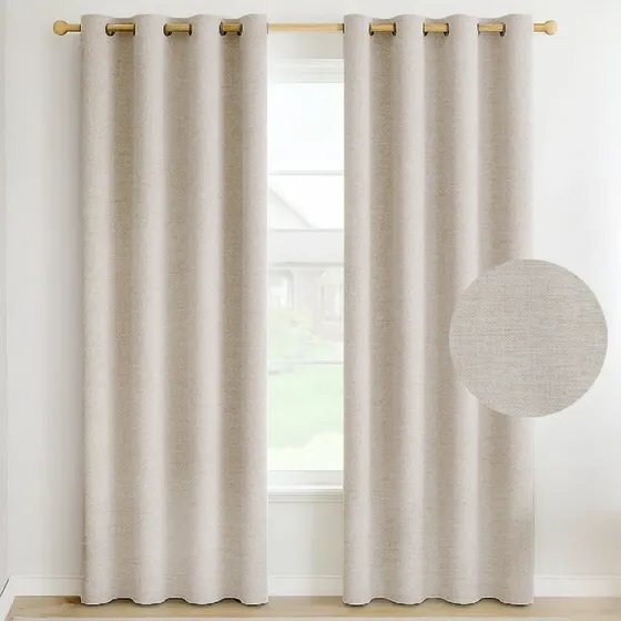 Cortina Blackout Casatua 100% Anti Luz, 2 Paños 140x220 Textura Lino Color Crudo | Cuotas sin interés