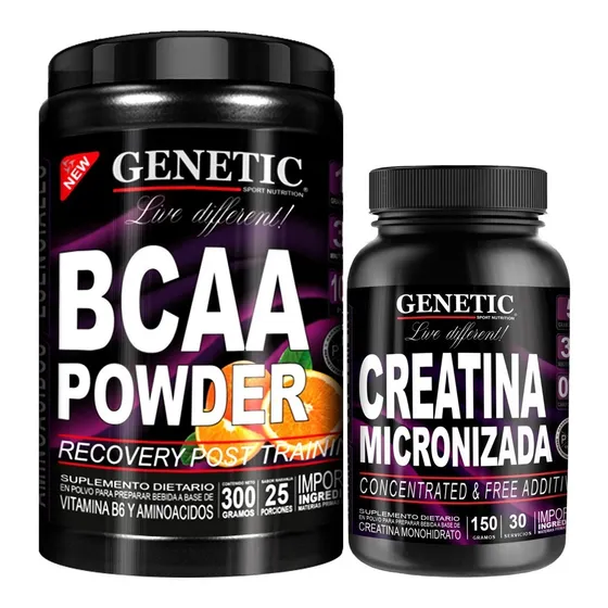 Aumento Muscular Definido Bcaa Powder Creatina Micro Genetic Sabor Naranja