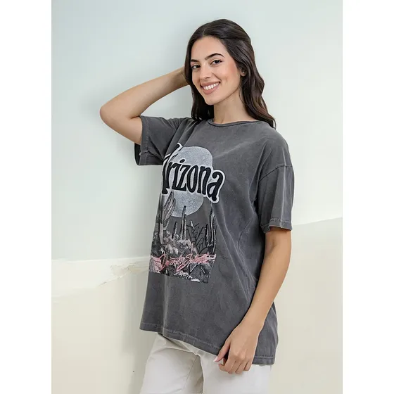 Remera Oversize Algodón Estampado Unisex Nylon Arizona