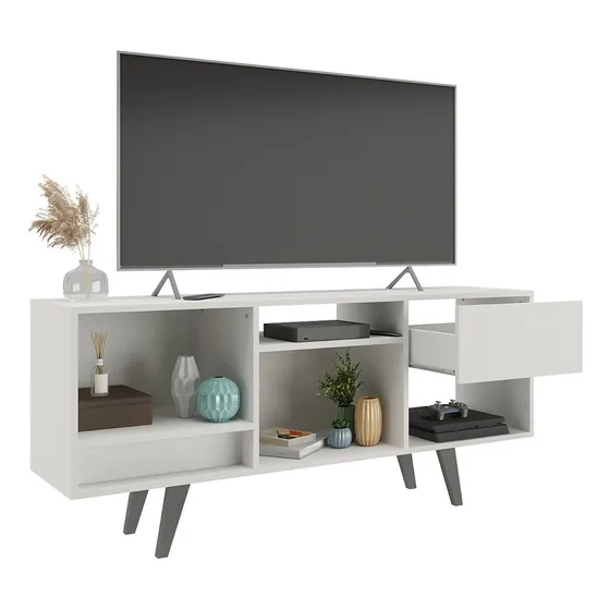 Rack Bajo Para Tv Con Cajón Rk-2111. Que Sal! Color Blanco