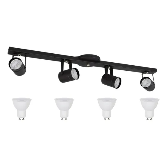 Aplique Riel Barral Techo Pared 4 Luces Spot Dicroica Led 7w