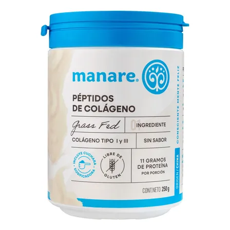 Péptidos De Colágeno Hidrolizado 250 G Manare Sabor Sin sabor