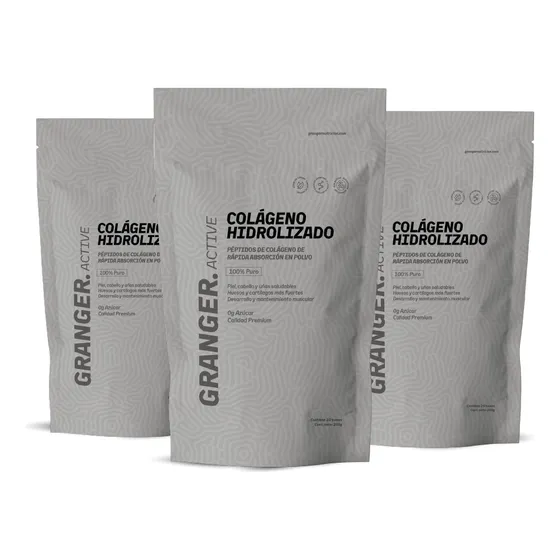 Colageno Hidrolizado En Polvo 250 Gramos Granger X 3 Unid. Sabor Natural