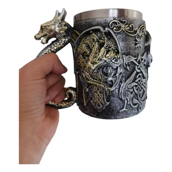 Mug Taza Pocillo 3d Dragón Caballero Calavera Vintage Hombre