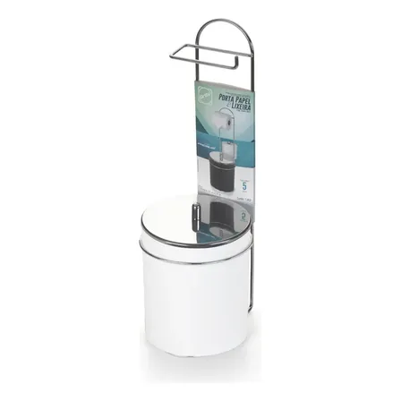 Lixeira Branca Banheiro Suporte Papel Higiênico Lavabo Luxo Branco