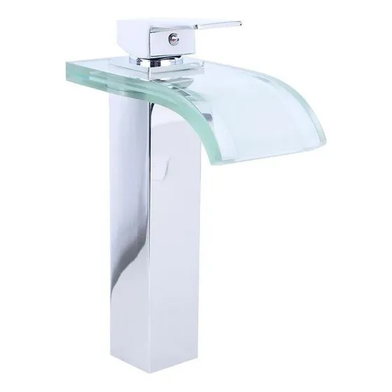 Grifo De Lavamanos Baño De Cristal Cascada Moderna Alta