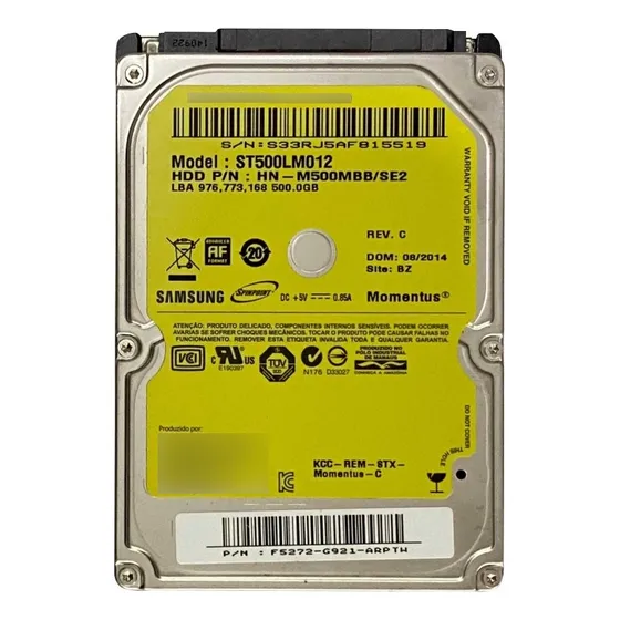 2 Hd Interno Samsung St500lm012 500gb Notebook Cinza