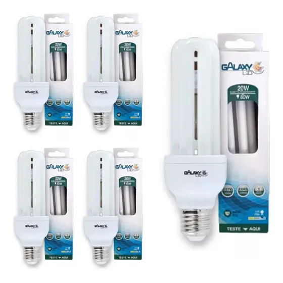 Kit 5 Lâmpadas Fluorescente 20w Luz Branca E27 127v E 220v