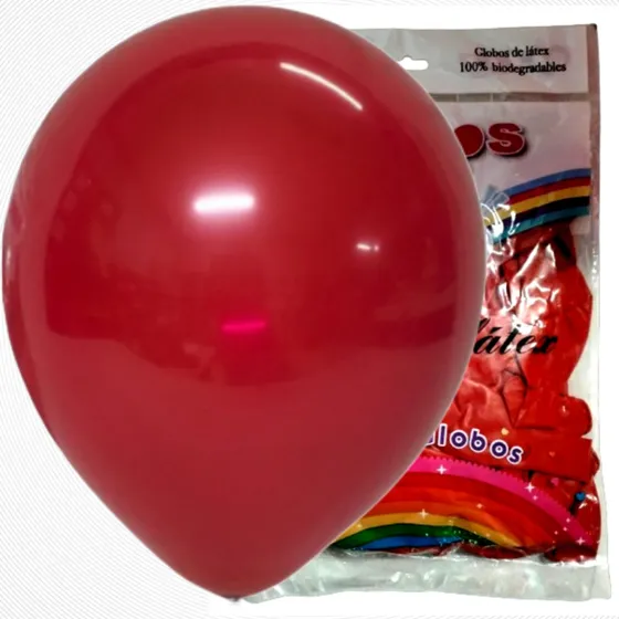 100 Globos Latex Estandar Fashion R12 Rojo Calidad Helio
