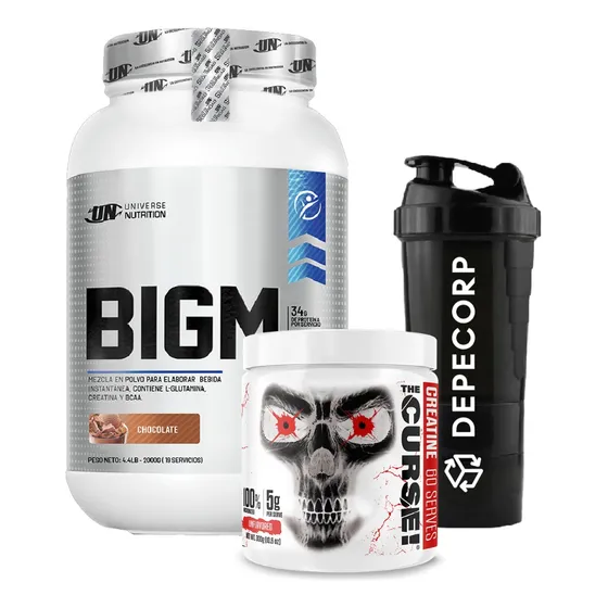 Pack Proteina Bigm 2kg + Creatina The Curse 300gr + Shaker