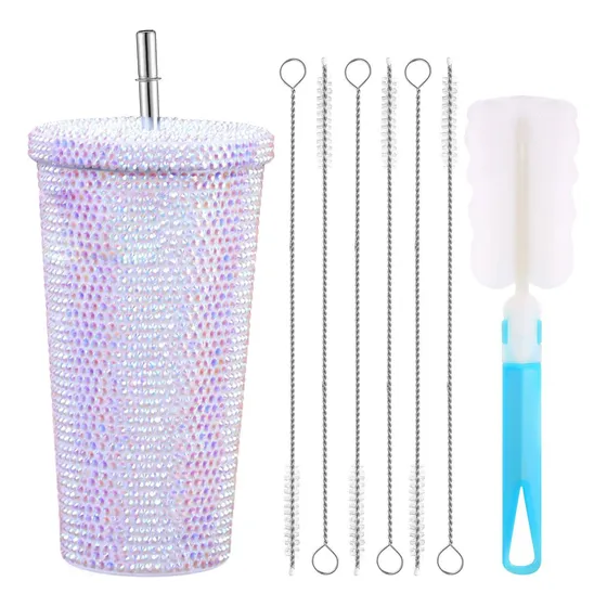 Vaso Agua Termal Doble Pared Pajita Portatil Acero Apto Para