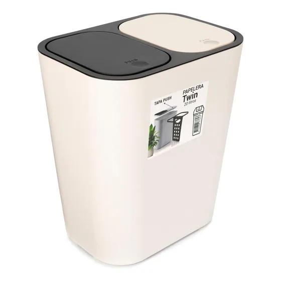 Cesto De Basura 2 Compartimientos Papelera Sistema Push 20l