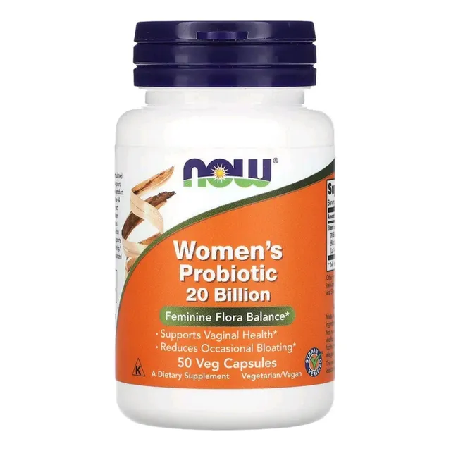 Probiótico Womens Now Foods, 20 mil millones de dólares, equilibrio intestinal, sabor insípido
