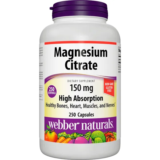Suplemento De Citrato De Magnesio Webber Naturals 150 Mg 250
