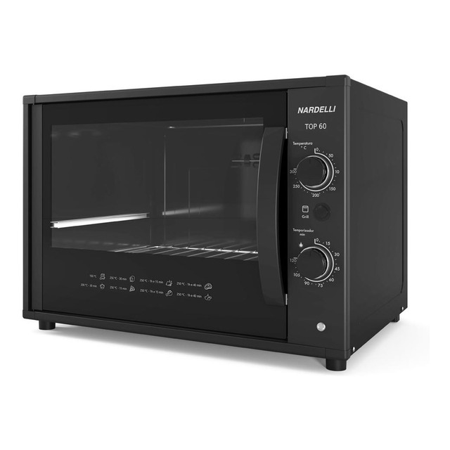 Forno Elétrico De Bancada Nardelli 60litros Top60 Black Cor Preto Forno Elétrico De Bancada Nardelli 60litros Top60 Black Cor Preto