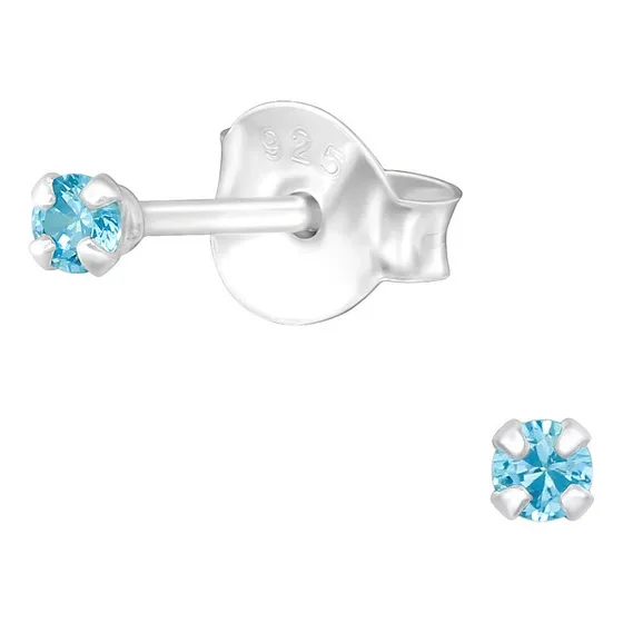 Aros Puntos De Luz Celeste Azul Claro Mini Aritos Color 