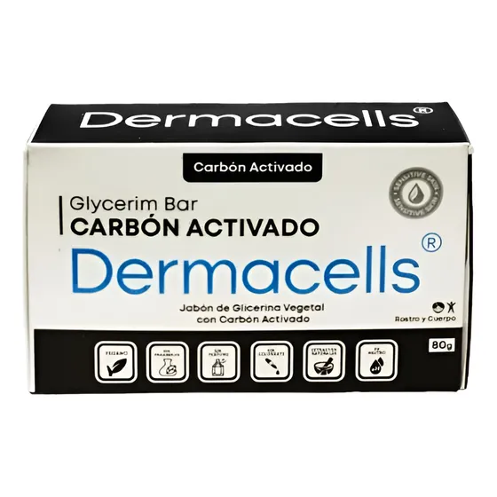 Dermacells Jabón De Glicerina Vegetal Con Carbón Activado