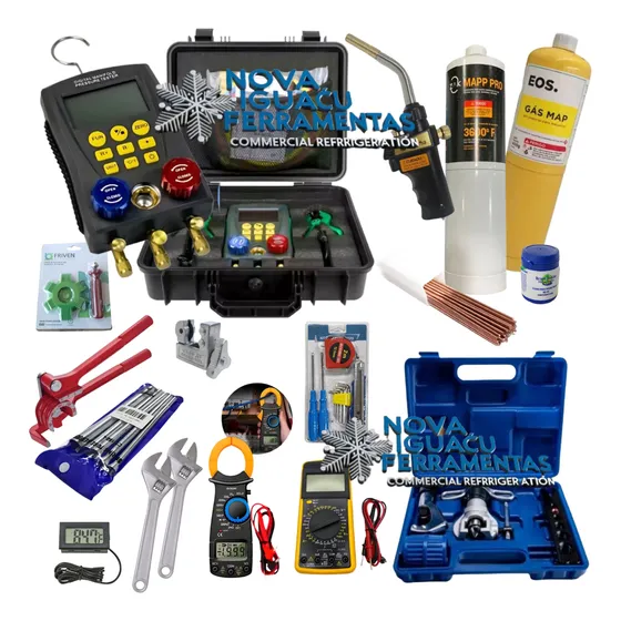Kit Ferramentas Refrigeração Com Manifold Digital Gallant