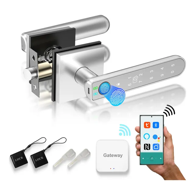 Cerradura Inteligente Interior cerradura digital cerradura con huella digital Con puerta de enlace tuya smart life Alexa Google Desbloqueo remoto