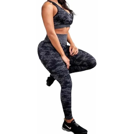  Conjunto Deportivo Mujer Camuflado  Top Y Licra
