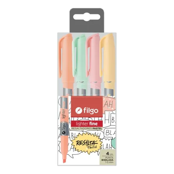Resaltadores Filgo Resaltá Pastel X4u Fine Lighter Biselada