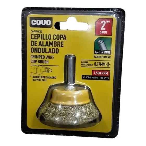 Cepillo Copa De Alambre Ondulado Para Taladro 2 Marca Covo