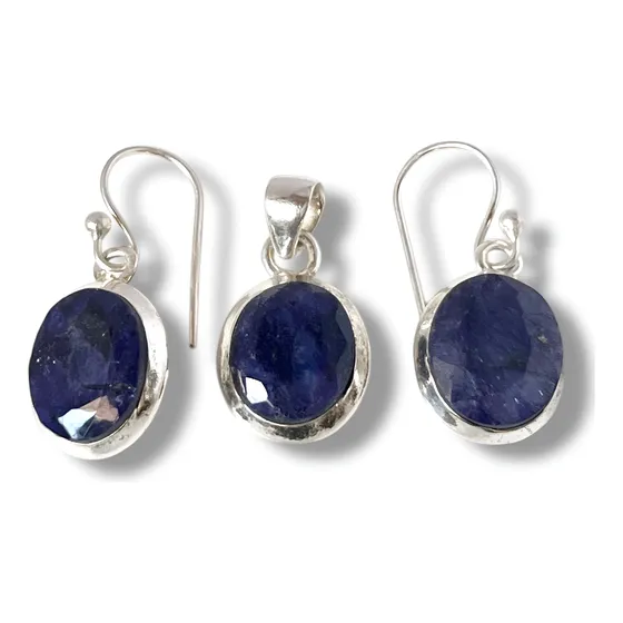 Aros + Dije Enjoyas Jewels Ovalado Plata 925 Piedras