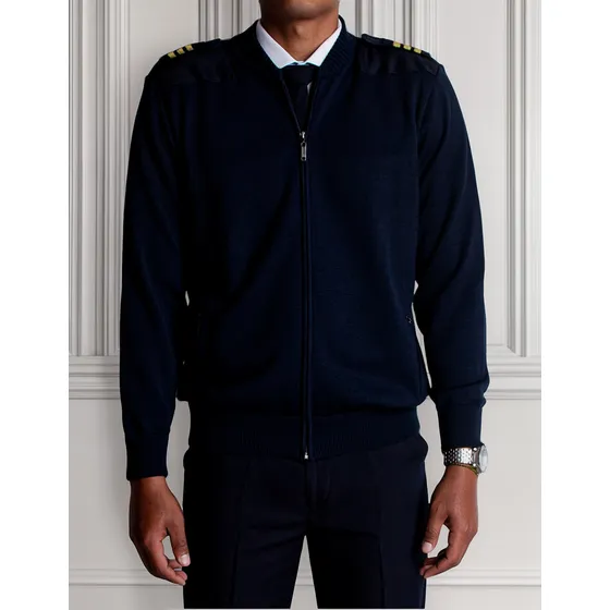 Saco Tejido Piloto Masculino Con Cremallera