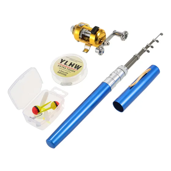 Mini Conjunto De Vara De Pesca Escocesa E Molinete Com Iscas