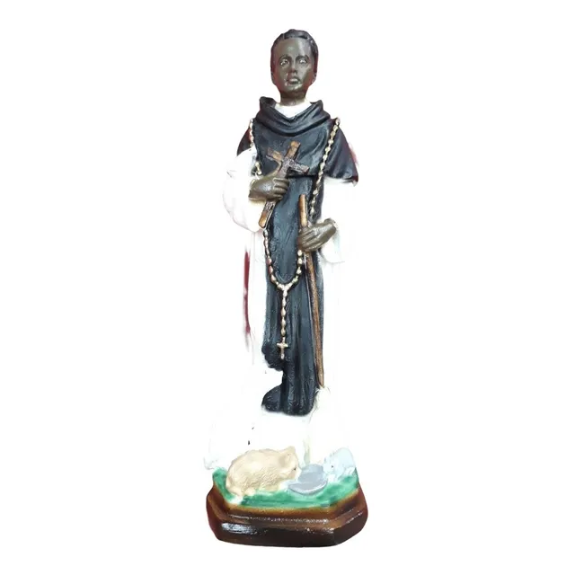 Estatua San Martín De Porres En Yeso Pintado A Mano