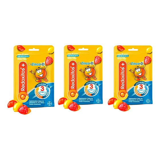 X3 Rodoxitos Plus Con Vitamina C, D Y Zinc  Bayer Mix De Frutas